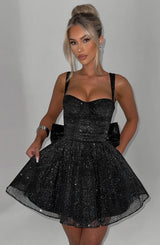 Polly Mini Dress - Black Sparkle Dress Babyboo Fashion Premium Exclusive Design
