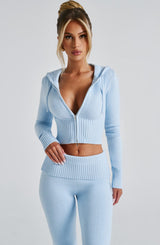 Portia Knit Hoodie - Baby Blue Tops Babyboo Fashion Premium Exclusive Design