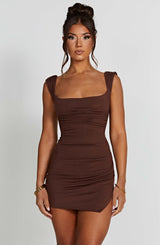 Ria Mini Dress - Chocolate Dress Babyboo Fashion Premium Exclusive Design