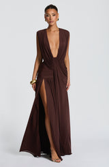 Romilly Gown - Plum Brown Dress Babyboo Fashion Premium Exclusive Design