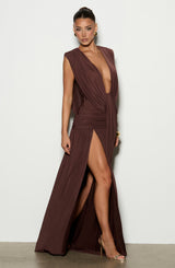 Romilly Gown - Plum Brown Dress Babyboo Fashion Premium Exclusive Design