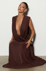 Romilly Gown - Plum Brown Dress Babyboo Fashion Premium Exclusive Design