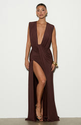 Romilly Gown - Plum Brown Dress XS Babyboo Fashion Premium Exclusive Design