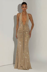 Rosetta Maxi Dress - Gold Sparkle Dress Babyboo Fashion Premium Exclusive Design