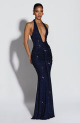 Rosetta Maxi Dress - Navy Sparkle Dress Babyboo Fashion Premium Exclusive Design