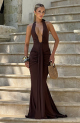 Rosetta Maxi Dress - Plum Brown Dress Babyboo Fashion Premium Exclusive Design