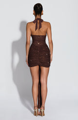 Rosetta Mini Dress - Plum Brown Sparkle Dress Babyboo Fashion Premium Exclusive Design
