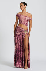 Saira Maxi Skirt - Magenta Orchid Print Skirt Babyboo Fashion Premium Exclusive Design