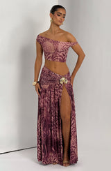 Saira Maxi Skirt - Magenta Orchid Print Skirt Babyboo Fashion Premium Exclusive Design