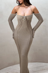 Samariah Maxi Dress - Beige Dress Babyboo Fashion Premium Exclusive Design