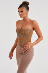 Santanna Corset - Chocolate/Nude Dress Babyboo Fashion Premium Exclusive Design