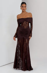 Sauline Maxi Dress - Plum Brown Dress Babyboo Fashion Premium Exclusive Design