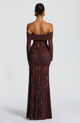 Sauline Maxi Dress - Plum Brown Dress Babyboo Fashion Premium Exclusive Design