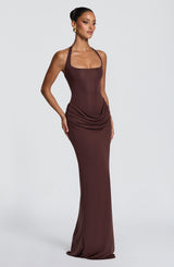 Sharona Maxi Dress - Plum Brown Dress Babyboo Fashion Premium Exclusive Design