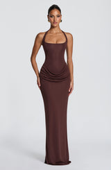 Sharona Maxi Dress - Plum Brown Dress XS Babyboo Fashion Premium Exclusive Design