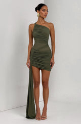 Shazia Mini Dress - Khaki Dress Babyboo Fashion Premium Exclusive Design