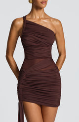 Shazia Mini Dress - Plum Brown Dress Babyboo Fashion Premium Exclusive Design