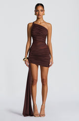 Shazia Mini Dress - Plum Brown Dress Babyboo Fashion Premium Exclusive Design
