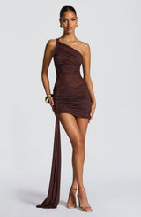 Shazia Mini Dress - Plum Brown Dress Babyboo Fashion Premium Exclusive Design