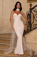 Sian Maxi Dress - Ivory Embellishment Dress XS Babyboo Fashion Premium Exclusive Design