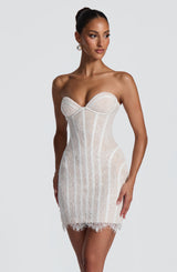 Sian Mini Dress - Ivory Embellishment Dress Babyboo Fashion Premium Exclusive Design