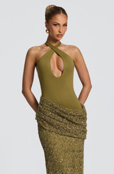 Solea Maxi Dress - Deep Olive Dress Babyboo Fashion Premium Exclusive Design