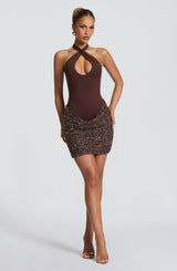 Solea Mini Dress - Plum Brown Dress Babyboo Fashion Premium Exclusive Design