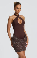 Solea Mini Dress - Plum Brown Dress Babyboo Fashion Premium Exclusive Design