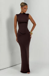 Soline Maxi Dress - Plum Brown Dress Babyboo Fashion Premium Exclusive Design