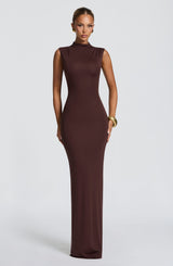 Soline Maxi Dress - Plum Brown Dress Babyboo Fashion Premium Exclusive Design