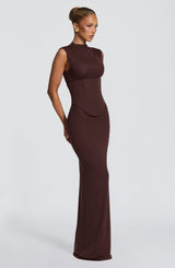 Soline Maxi Dress - Plum Brown Dress Babyboo Fashion Premium Exclusive Design