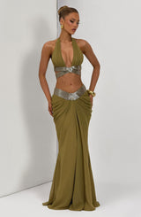 Sophie Maxi Skirt - Deep Olive Skirt Babyboo Fashion Premium Exclusive Design
