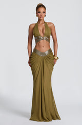 Sophie Maxi Skirt - Deep Olive Skirt XS Babyboo Fashion Premium Exclusive Design