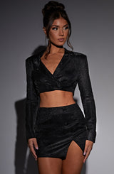 Stefania Cropped Jacket - Black Sparkle Jackets Babyboo Fashion Premium Exclusive Design