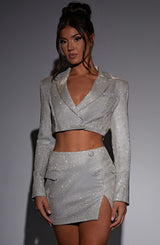Stefania Mini Skirt - White Gold Sparkle Skirt Babyboo Fashion Premium Exclusive Design