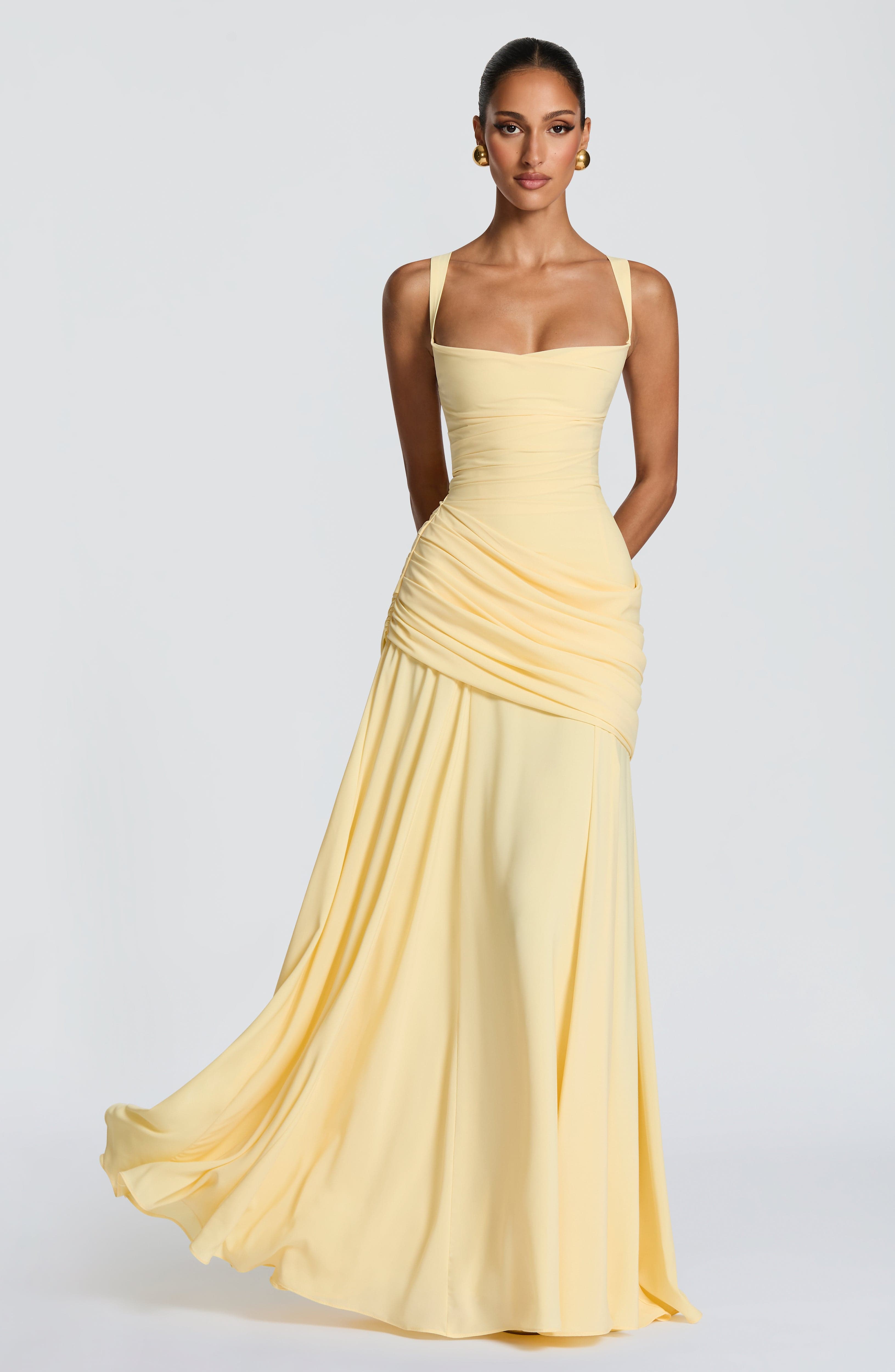 Babyboo Sura Maxi Dress in Lemon Size XXL