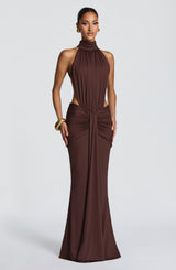 Thekla Maxi Dress - Plum Brown Dress Babyboo Fashion Premium Exclusive Design
