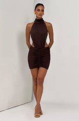 Thekla Mini Dress - Plum Brown Dress Babyboo Fashion Premium Exclusive Design