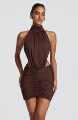 Thekla Mini Dress - Plum Brown Dress Babyboo Fashion Premium Exclusive Design