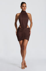 Thekla Mini Dress - Plum Brown Dress Babyboo Fashion Premium Exclusive Design