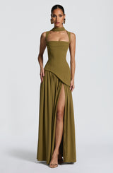 Tullulah Maxi Dress - Deep Olive Dress Babyboo Fashion Premium Exclusive Design