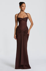 Vixen Maxi Dress - Plum Brown Dress Babyboo Fashion Premium Exclusive Design