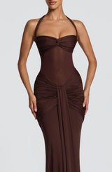 Vixen Maxi Dress - Plum Brown Dress Babyboo Fashion Premium Exclusive Design
