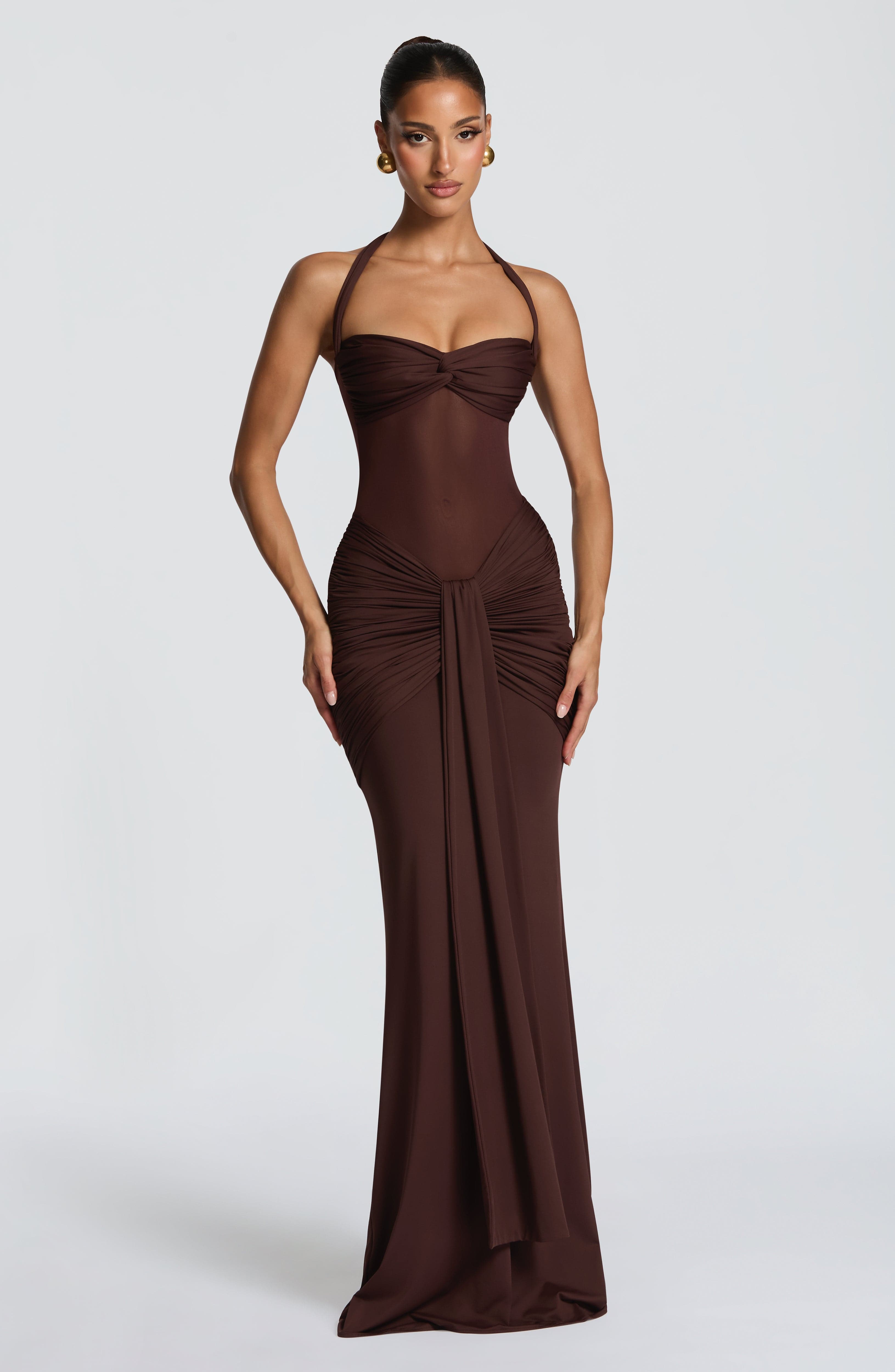 Plum Brown Maxi Dress - Vixen Maxi Dress by Babyboo Fashion