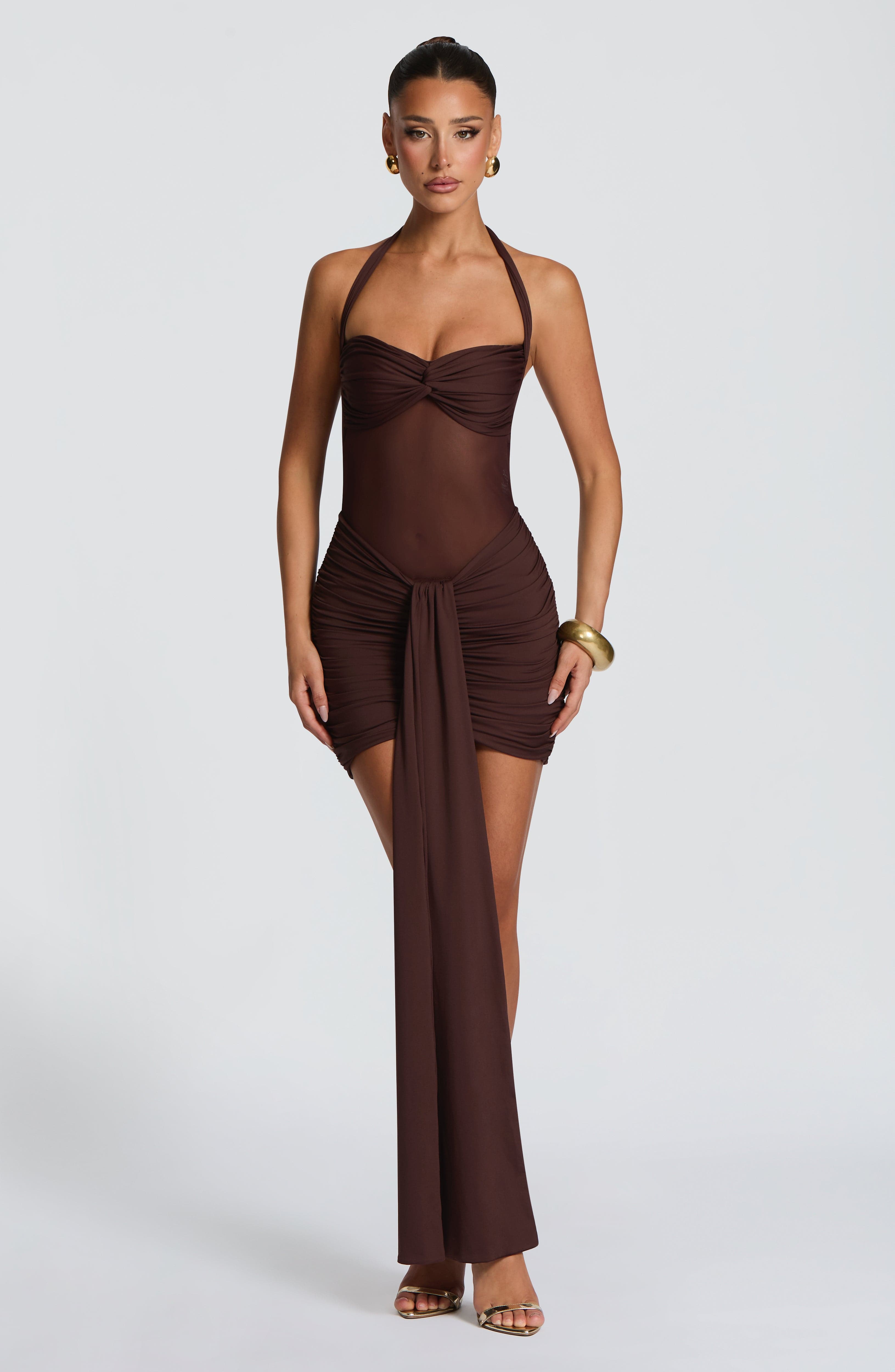 Plum Brown Mini Dress