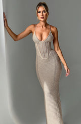 Xanthe Maxi Dress - Beige Dress Babyboo Fashion Premium Exclusive Design