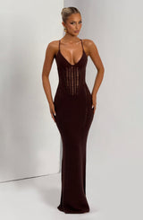 Xanthe Maxi Dress - Plum Brown Dress Babyboo Fashion Premium Exclusive Design