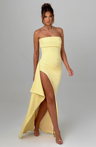 Zafira Maxi Dress - Lemon - View 5 | Shop Formal Dress