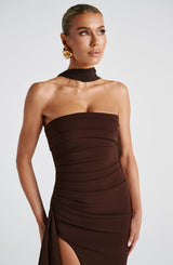 Zafira Maxi Dress - Plum Brown Dress Babyboo Fashion Premium Exclusive Design