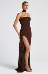 Zafira Maxi Dress - Plum Brown Dress Babyboo Fashion Premium Exclusive Design